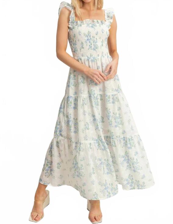 HYFVE Dresses & Skirts - NEW HYFVE smocked floral ruffle strap dress in blue